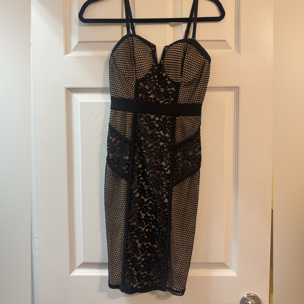 Material Girl Black Lace Strapless Dress